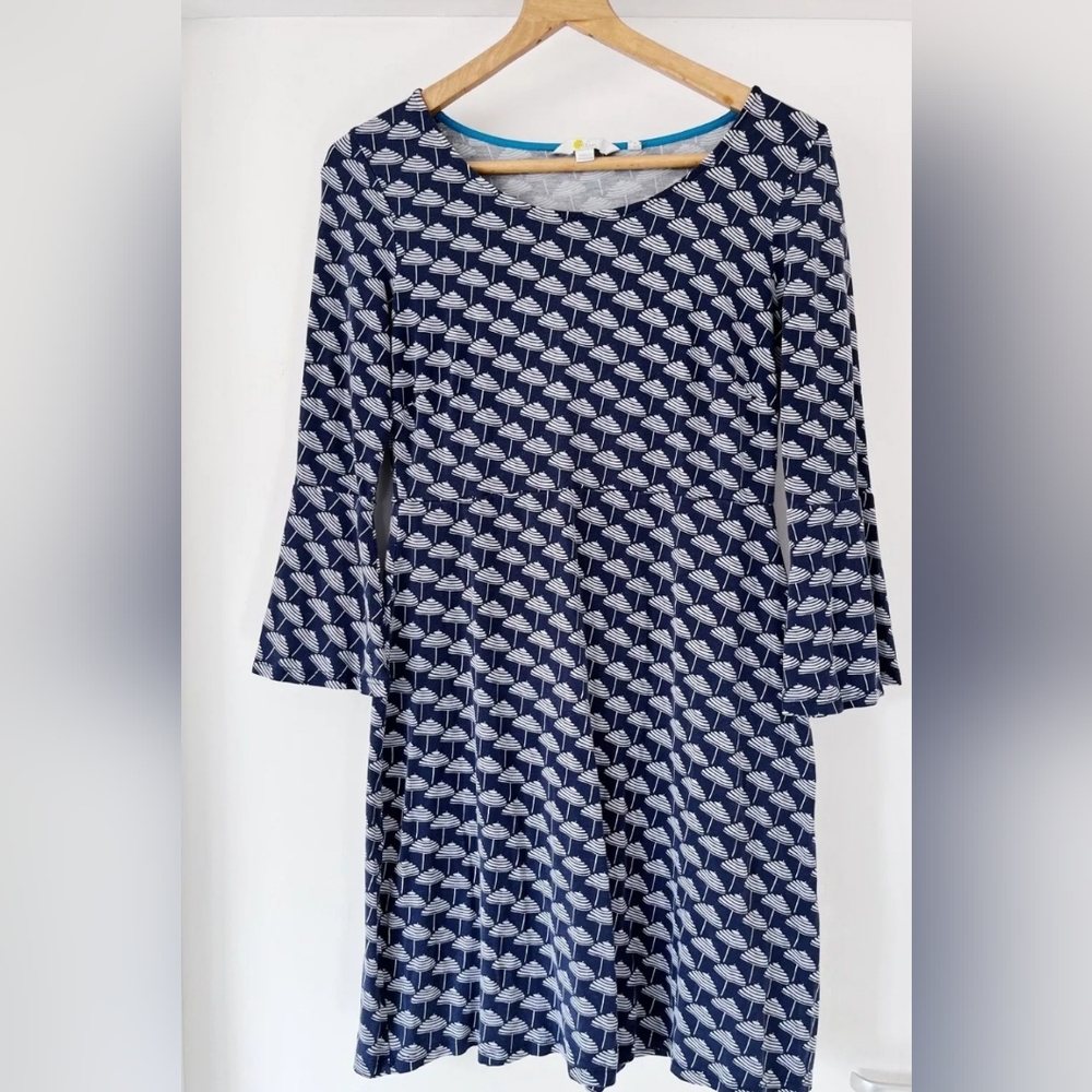 Boden Navy and White Knit Dress